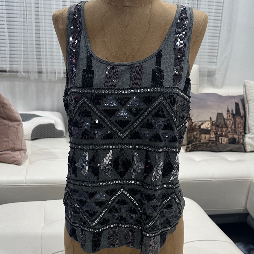 Sequin Embellished Express Gray Tank Top- Size XS!
